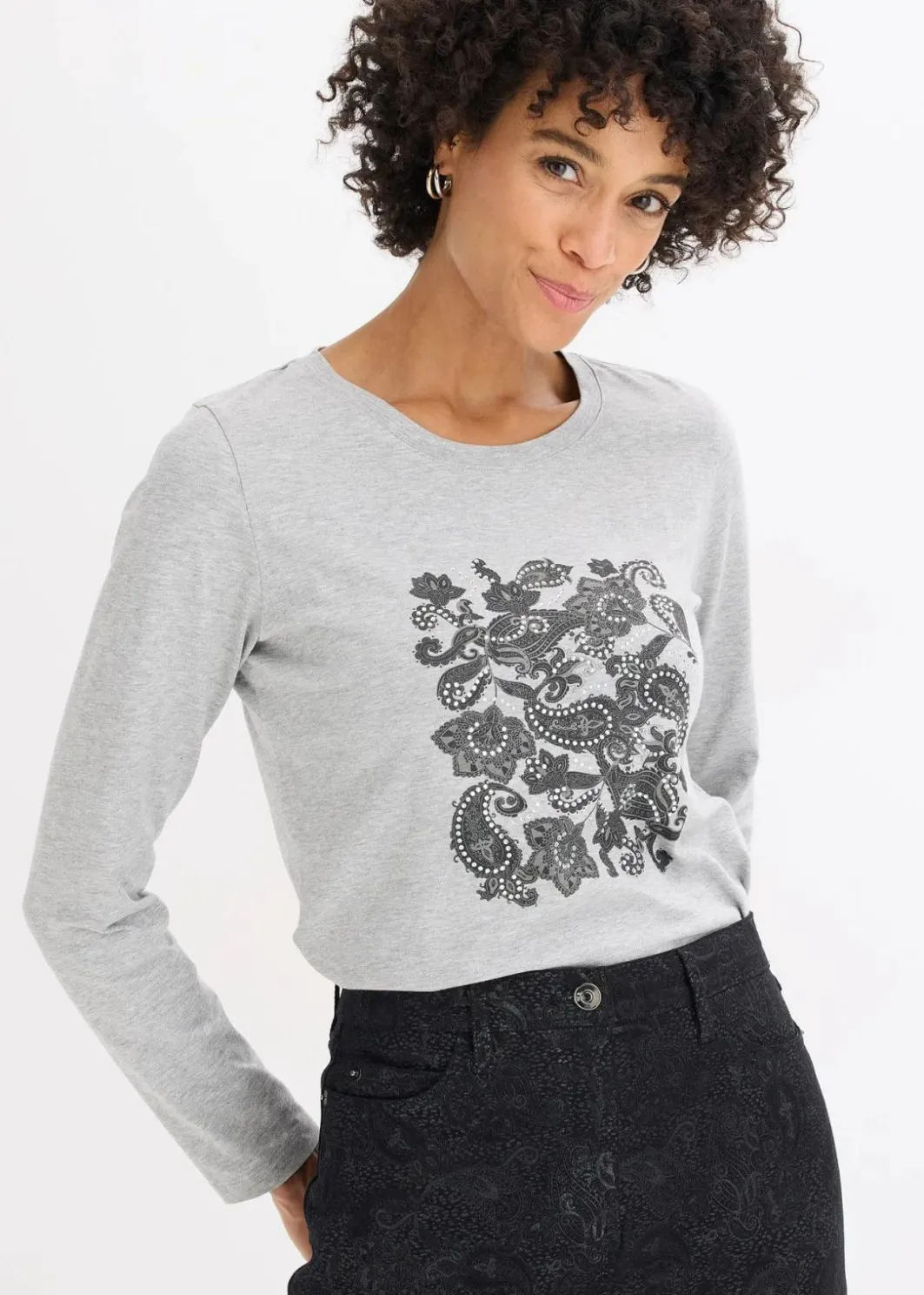Langarmshirt aus Bio-Baumwolle mit dekorativem Print Damen Shirts & Tops|Nachhaltigere Materialien