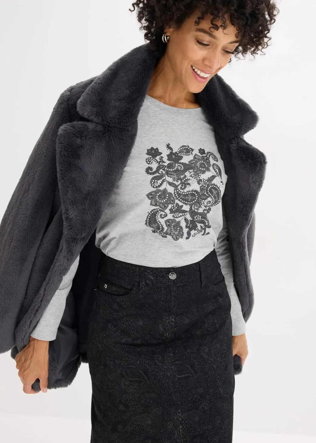 Langarmshirt aus Bio-Baumwolle mit dekorativem Print Damen Shirts & Tops|Nachhaltigere Materialien