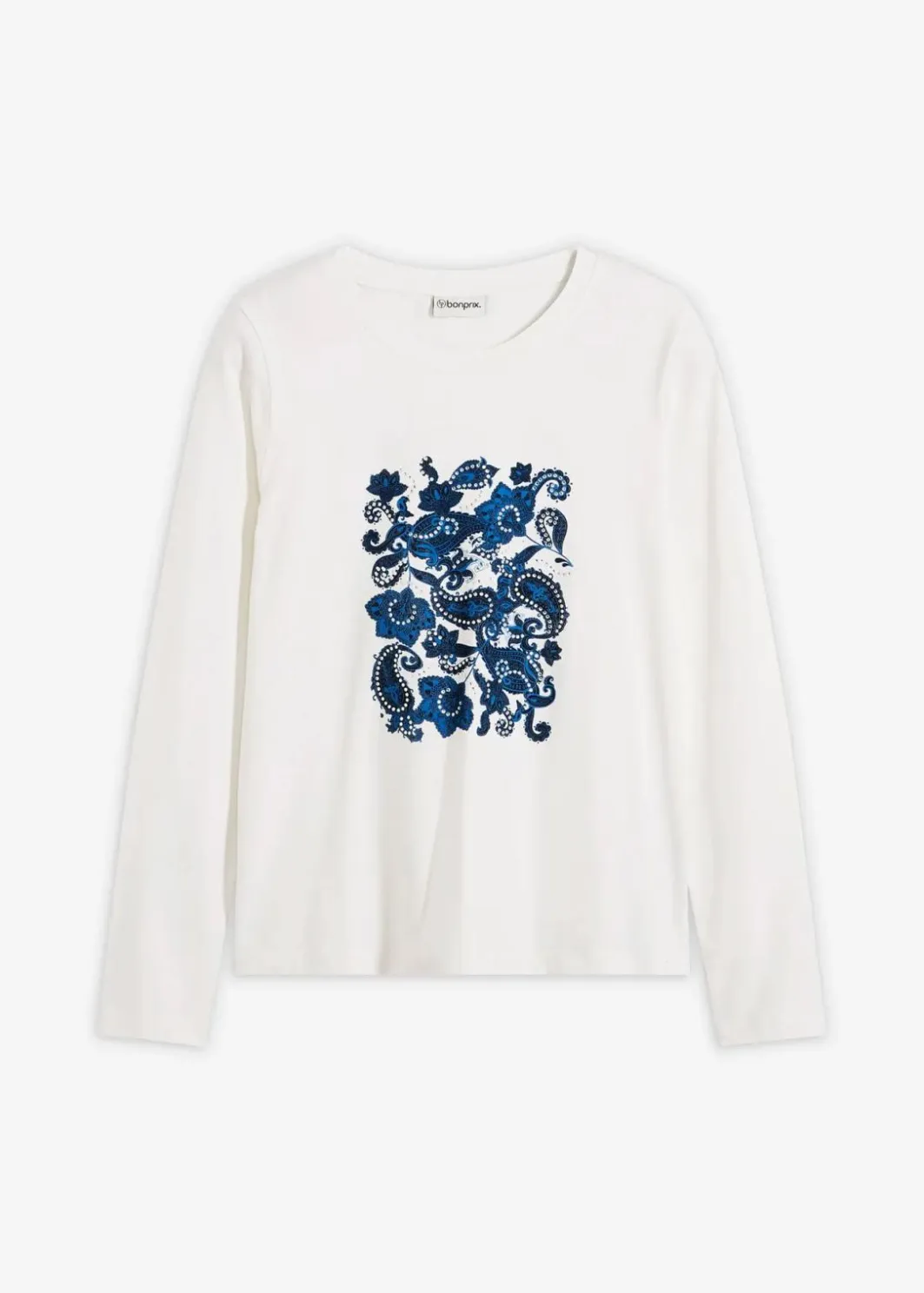 Damen bonprix Nachhaltigere Materialien|Shirts & Tops|Langarmshirt aus Bio-Baumwolle mit dekorativem Print