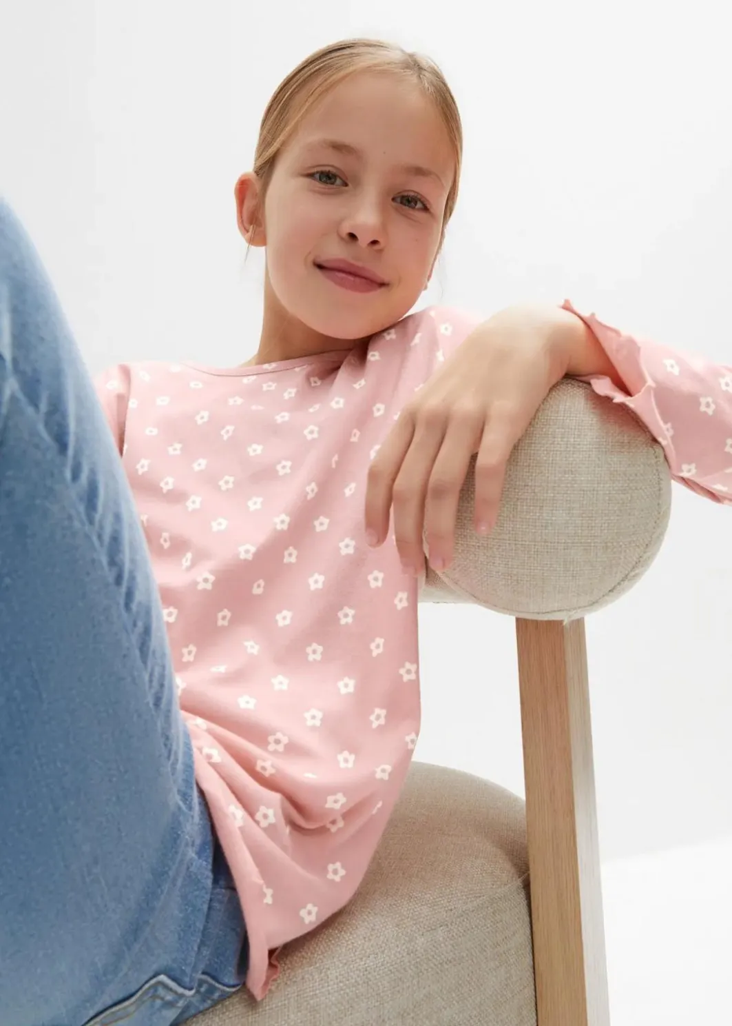 Kinder bonprix Mädchen 9-16 Jahre·Mehrfachpacks|Mädchen 9-16 Jahre·Shirts & Blusen|Langarmshirt aus Bio-Baumwolle (3er Pack)
