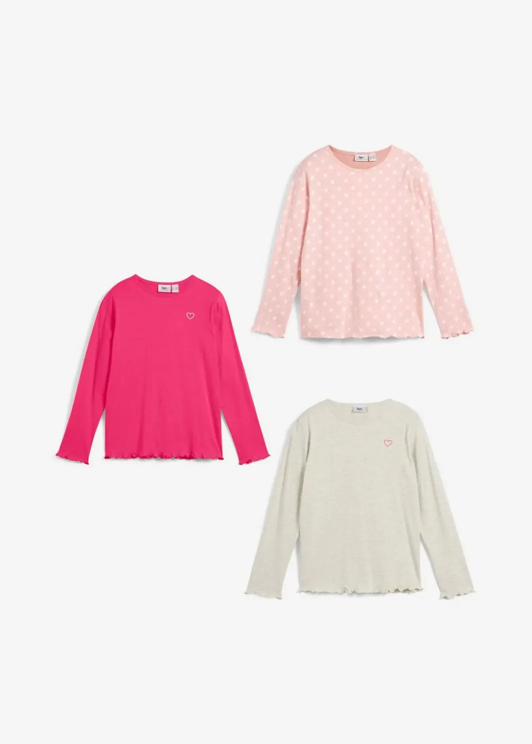Kinder bonprix Mädchen 9-16 Jahre·Mehrfachpacks|Mädchen 9-16 Jahre·Shirts & Blusen|Langarmshirt aus Bio-Baumwolle (3er Pack)