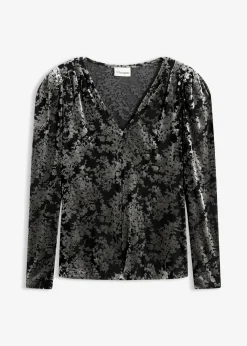 Online Langarmshirt aus Dévoré-Samt Damen Shirts & Tops