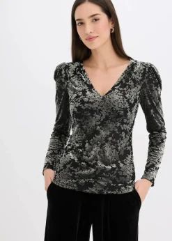 Online Langarmshirt aus Dévoré-Samt Damen Shirts & Tops