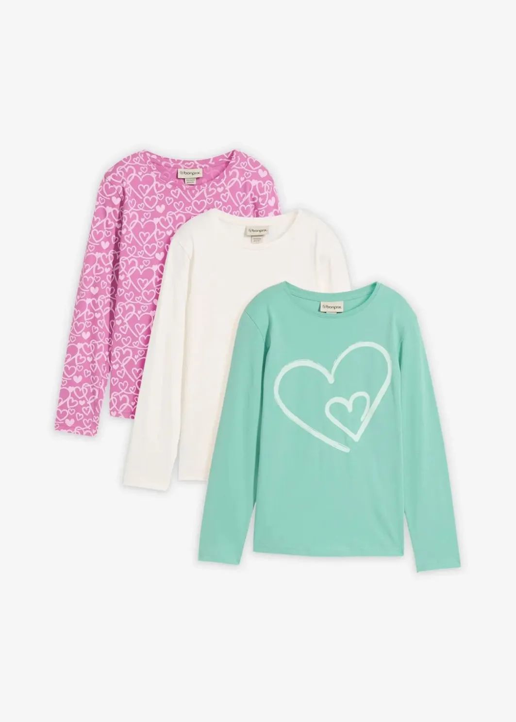 Langarmshirt aus reiner Bio-Baumwolle (3er Pack) Kinder Mädchen 9-16 Jahre·Mehrfachpacks|Mädchen 9-16 Jahre·Shirts & Blusen