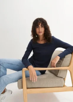 Damen bonprix Shirts & Tops|Basics|Langarmshirt aus reiner Bio-Baumwolle