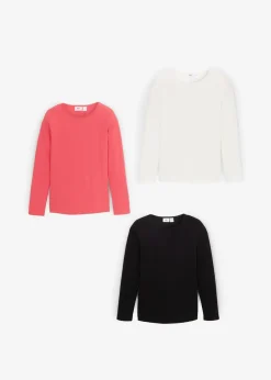 Kinder bonprix Mädchen 9-16 Jahre·Mehrfachpacks|Mädchen 9-16 Jahre·Shirts & Blusen|Langarmshirt aus reiner Baumwolle (3er Pack)