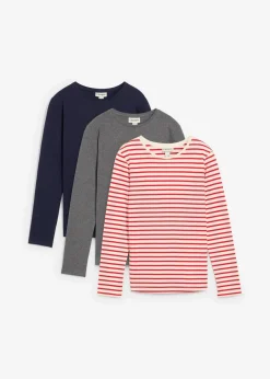 Kinder bonprix Mädchen 9-16 Jahre·Mehrfachpacks|Mädchen 9-16 Jahre·Shirts & Blusen|Langarmshirt aus reiner Bio-Baumwolle (3er Pack)