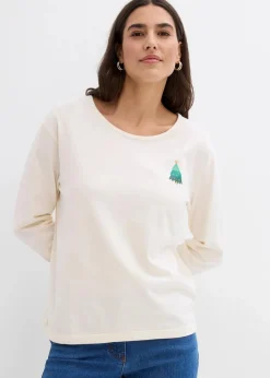 Discount Langarmshirt aus reiner Bio-Baumwolle Damen Shirts & Tops|Nachhaltigere Materialien