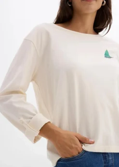 Discount Langarmshirt aus reiner Bio-Baumwolle Damen Shirts & Tops|Nachhaltigere Materialien