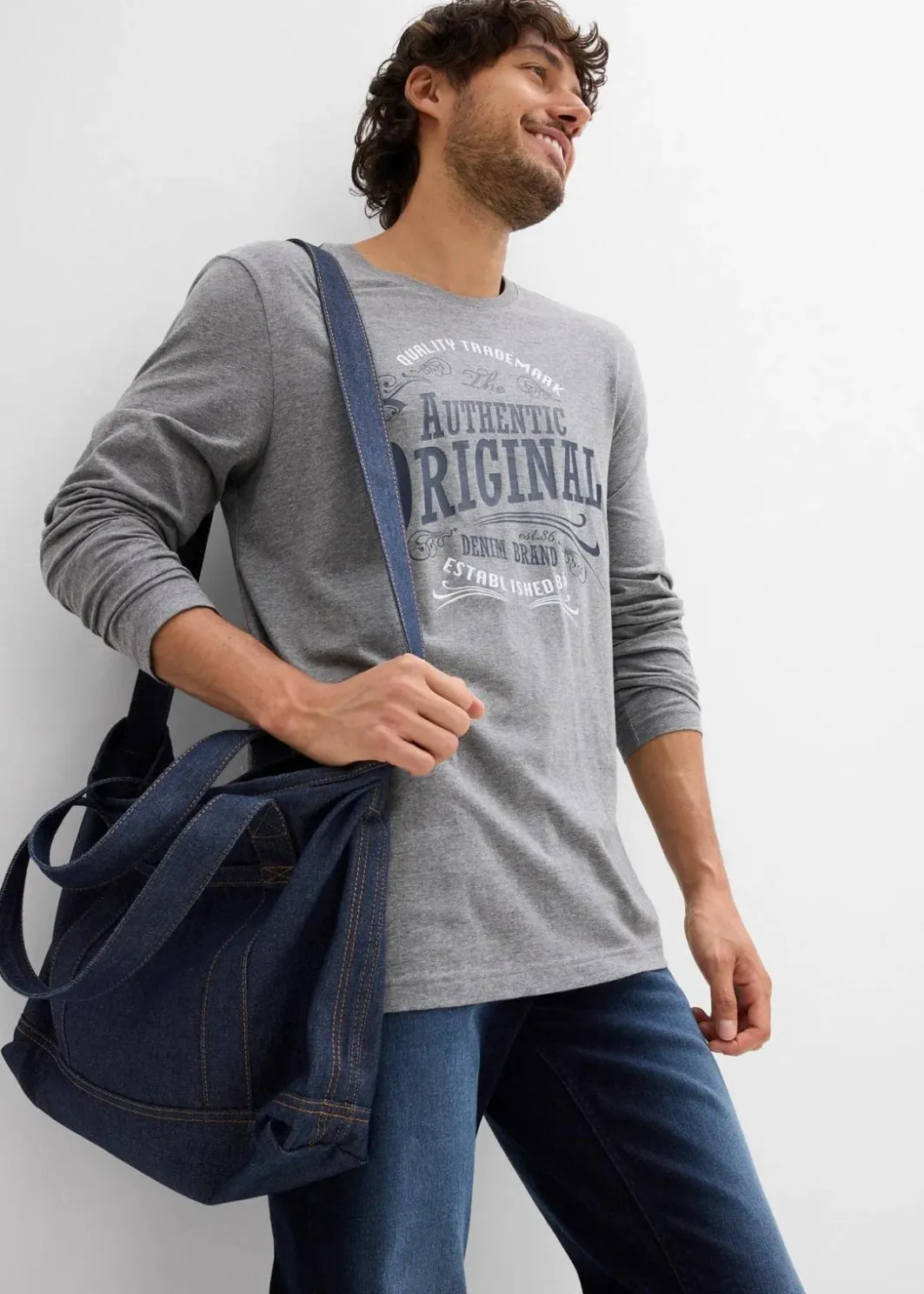 Herren bonprix Shirts & Polos|Große Größen|Langarmshirt aus reiner Bio-Baumwolle (2er Pack)