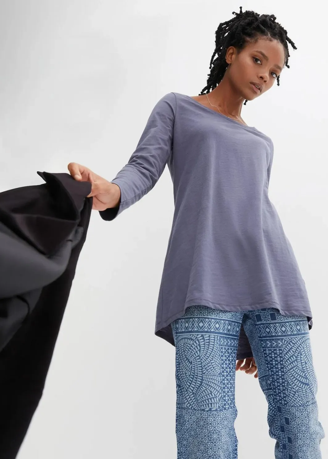 Outlet Langarmshirt aus reiner Baumwolle Damen Shirts & Tops