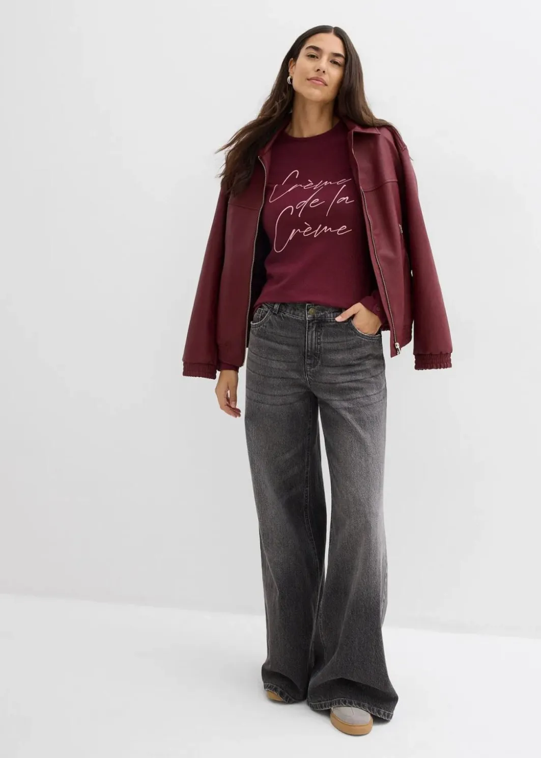 Damen bonprix Nachhaltigere Materialien|Shirts & Tops|Langarmshirt aus reiner Baumwolle