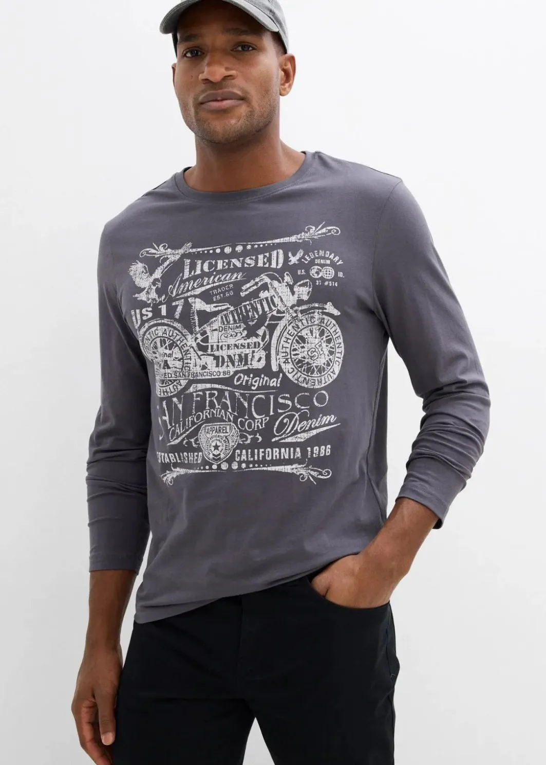 Herren bonprix Shirts & Polos|Langarmshirt aus reiner Bio-Baumwolle
