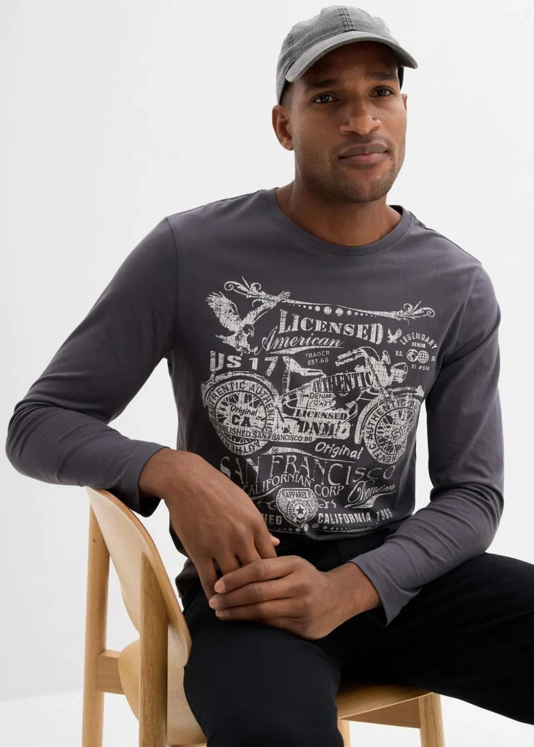Herren bonprix Shirts & Polos|Langarmshirt aus reiner Bio-Baumwolle