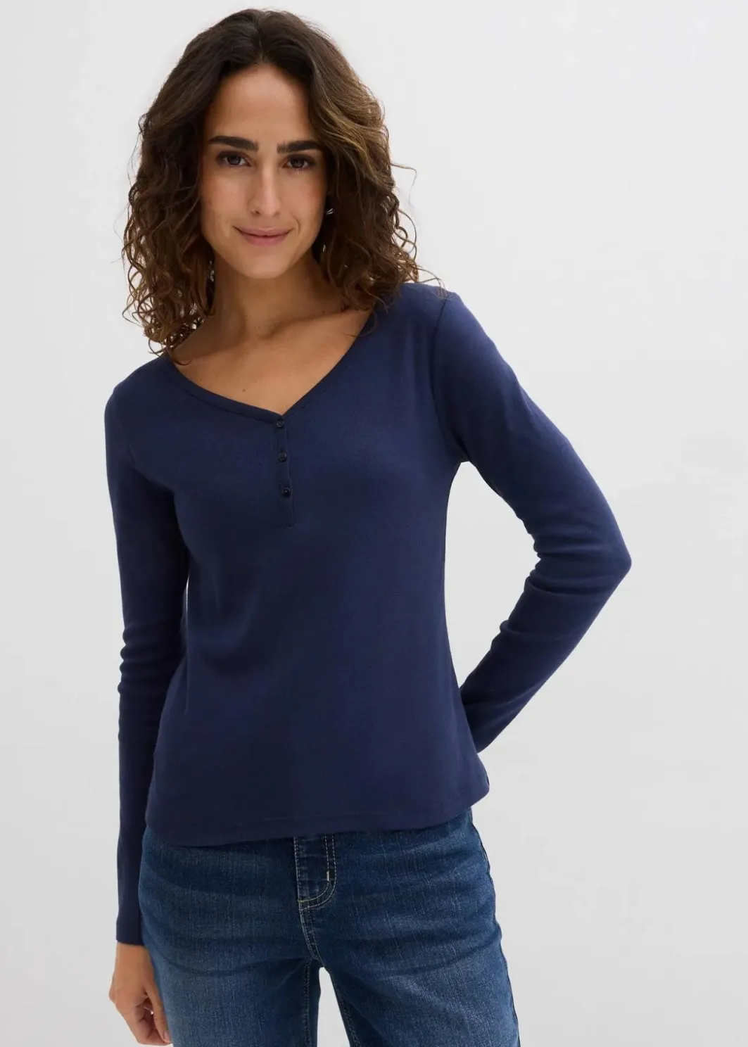 Damen bonprix Bekleidung·Röcke|Nachhaltigere Materialien|Langarmshirt aus reiner Bio-Baumwolle