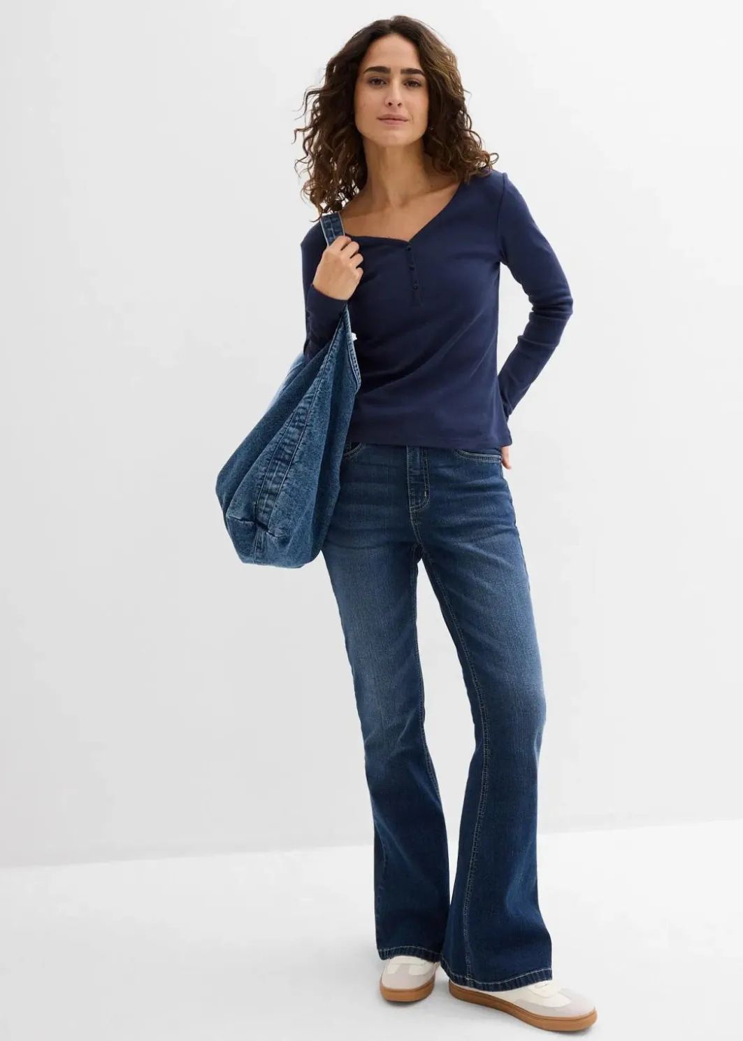 Damen bonprix Bekleidung·Röcke|Nachhaltigere Materialien|Langarmshirt aus reiner Bio-Baumwolle