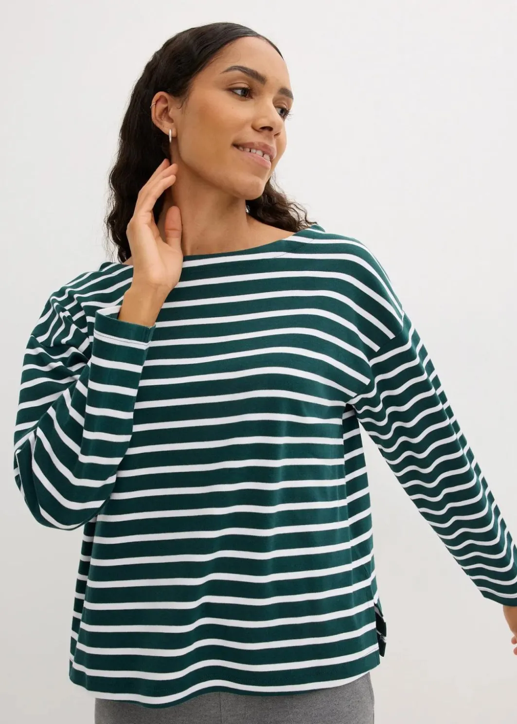 Damen bonprix Bekleidung·Röcke|Nachhaltigere Materialien|Langarmshirt aus reiner Bio-Baumwolle, (2er Pack)