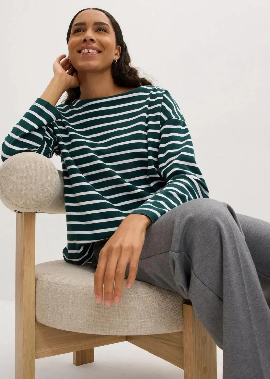 Damen bonprix Bekleidung·Röcke|Nachhaltigere Materialien|Langarmshirt aus reiner Bio-Baumwolle, (2er Pack)