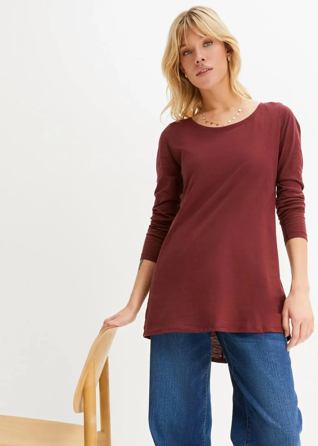 Damen bonprix Shirts & Tops|Langarmshirt aus reiner Baumwolle