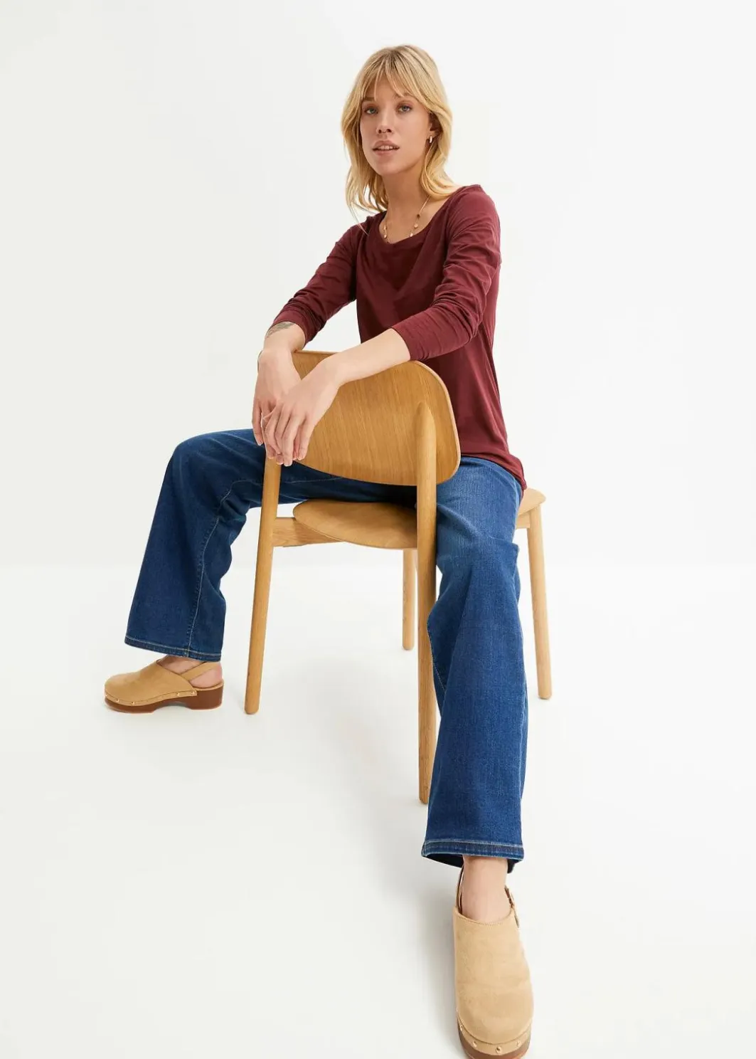 Damen bonprix Shirts & Tops|Langarmshirt aus reiner Baumwolle