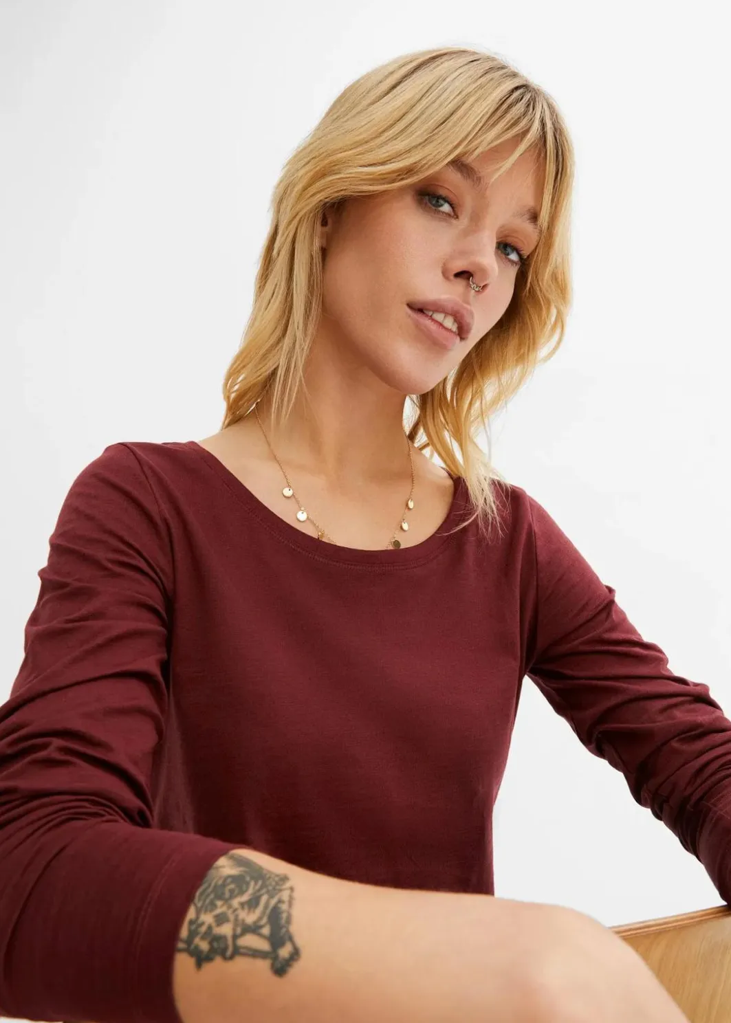 Damen bonprix Shirts & Tops|Langarmshirt aus reiner Baumwolle