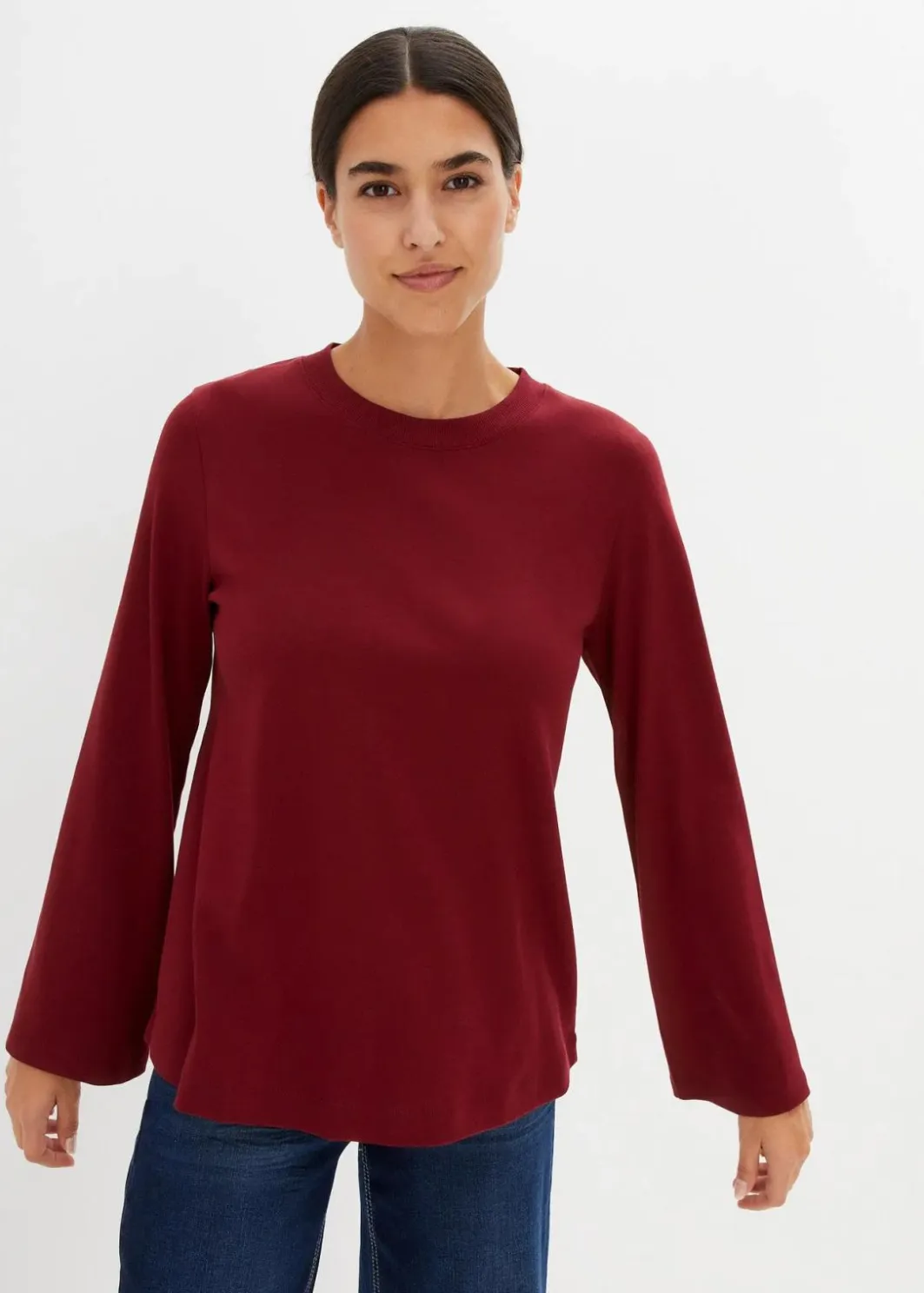 Damen bonprix Premium|Basics|Langarmshirt aus reiner Bio-Baumwolle