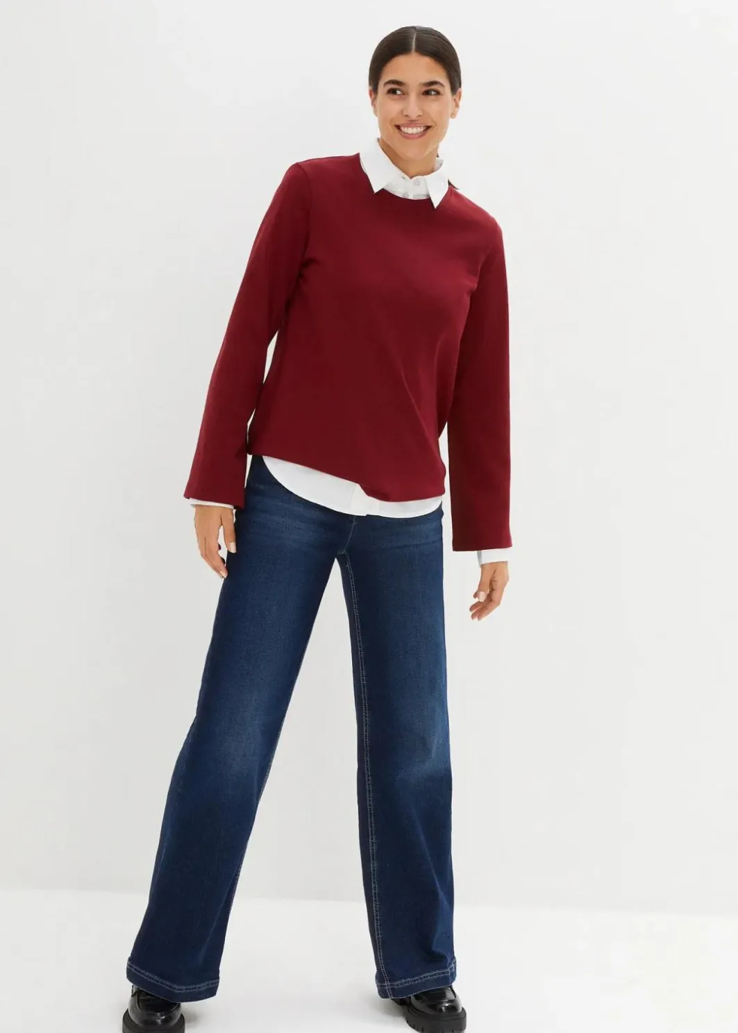 Damen bonprix Premium|Basics|Langarmshirt aus reiner Bio-Baumwolle