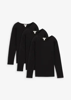 Kinder bonprix Mädchen 9-16 Jahre·Shirts & Blusen|Mädchen 9-16 Jahre·Mehrfachpacks|Langarmshirt aus reiner Baumwolle (3er Pack)