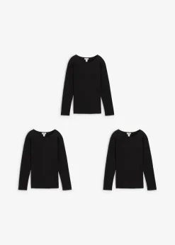 Kinder bonprix Mädchen 9-16 Jahre·Shirts & Blusen|Mädchen 9-16 Jahre·Mehrfachpacks|Langarmshirt aus reiner Baumwolle (3er Pack)