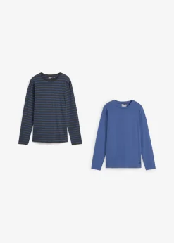 Kinder bonprix Jungen 9-16 Jahre·Mehrfachpacks|Jungen 9-16 Jahre·Shirts|Langarmshirt aus reiner Bio-Baumwolle (2er Pack)