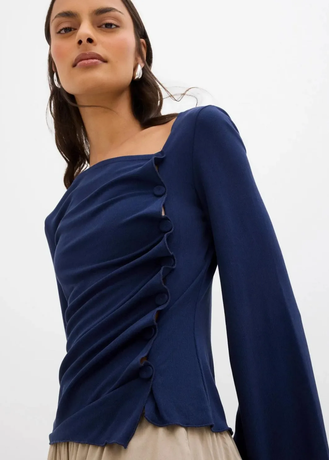 Langarmshirt aus Rippe Damen Shirts & Tops