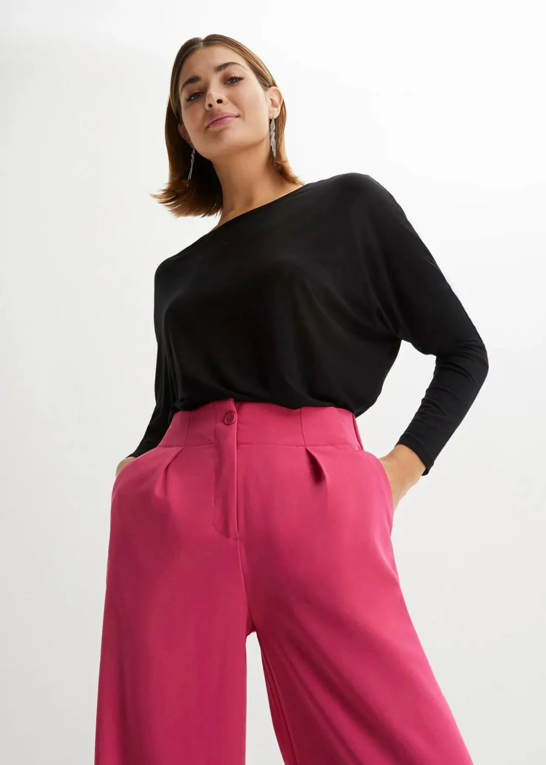 Damen bonprix Shirts & Tops|Langarmshirt aus softem Viskose-Mix