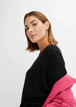Damen bonprix Shirts & Tops|Langarmshirt aus softem Viskose-Mix
