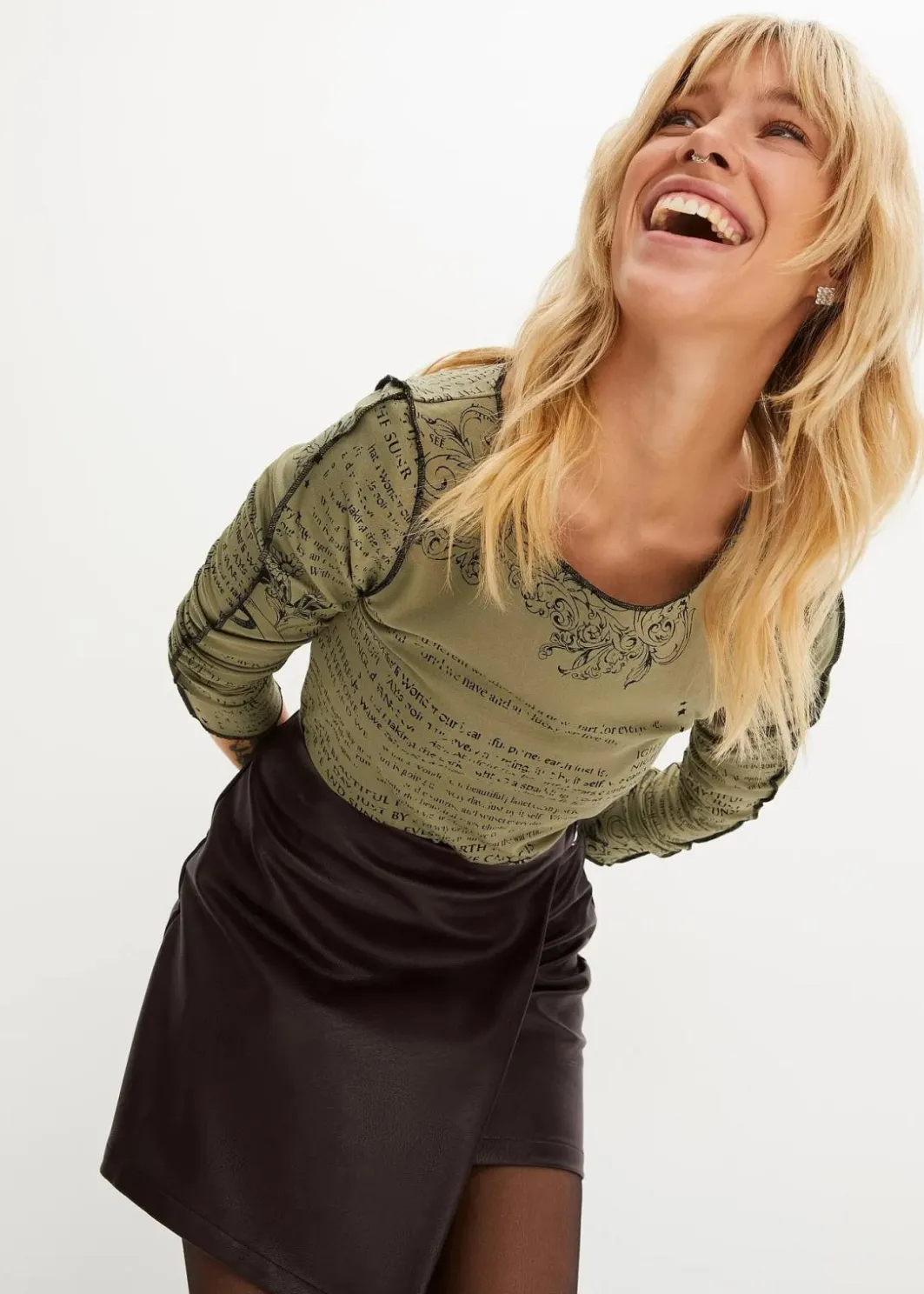 Outlet Langarmshirt aus softer Viskose Damen Shirts & Tops