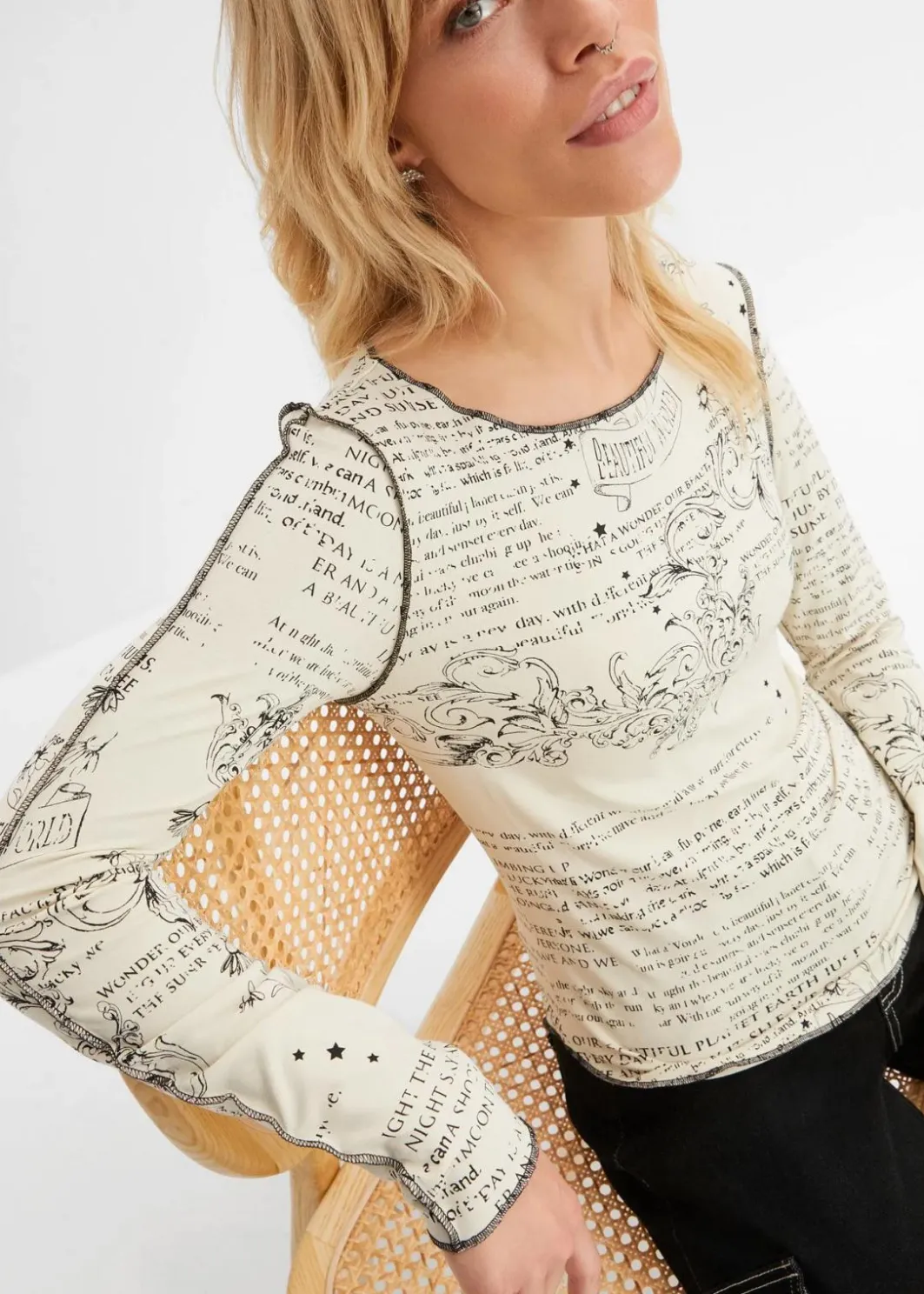 Hot Langarmshirt aus softer Viskose Damen Shirts & Tops