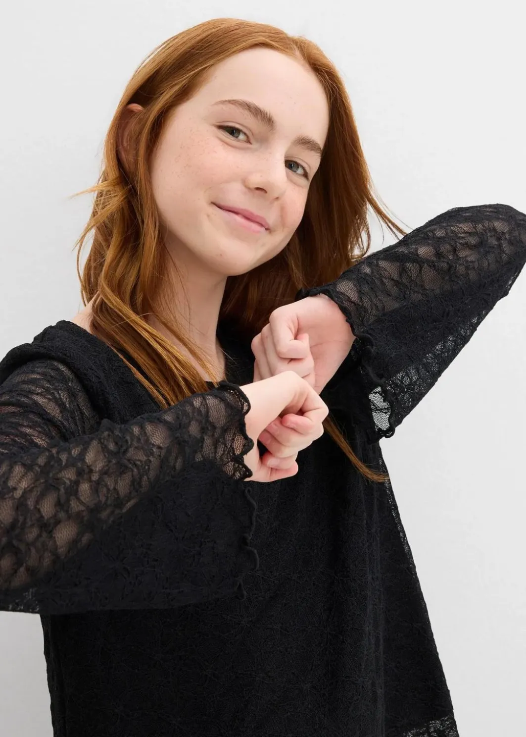 Kinder bonprix Mädchen 9-16 Jahre·Shirts & Blusen|Langarmshirt aus Spitze