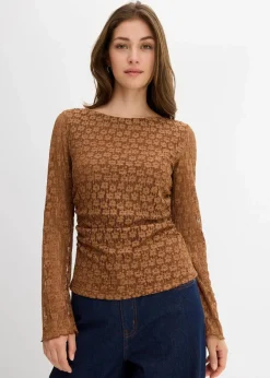 Damen bonprix Shirts & Tops|Langarmshirt aus Spitze