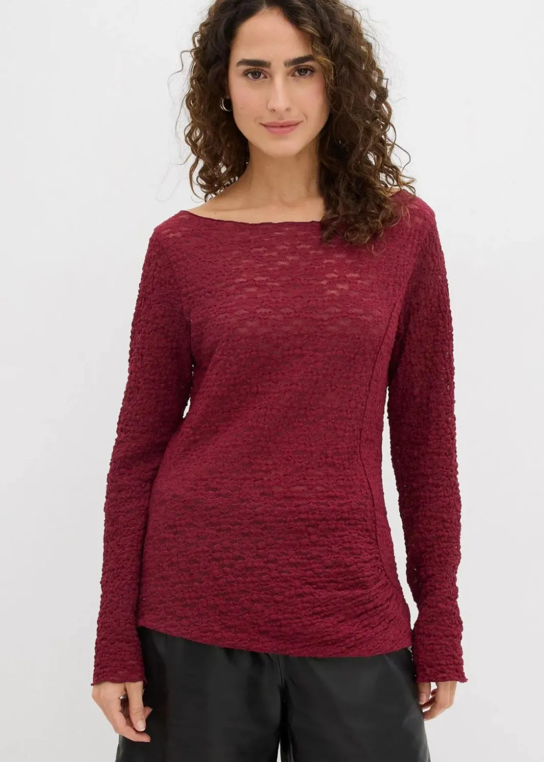 Damen bonprix Shirts & Tops|Langarmshirt aus Spitze