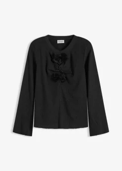 Damen bonprix Shirts & Tops|Langarmshirt aus strukturiertem Crêpe