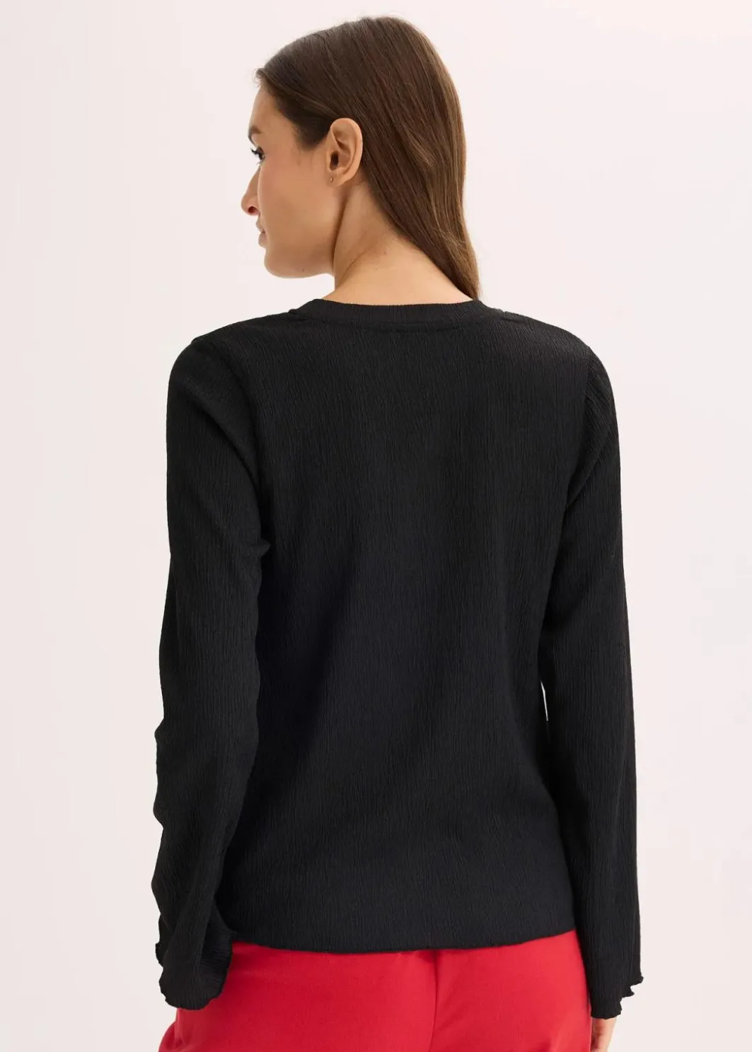 Damen bonprix Shirts & Tops|Langarmshirt aus strukturiertem Crêpe