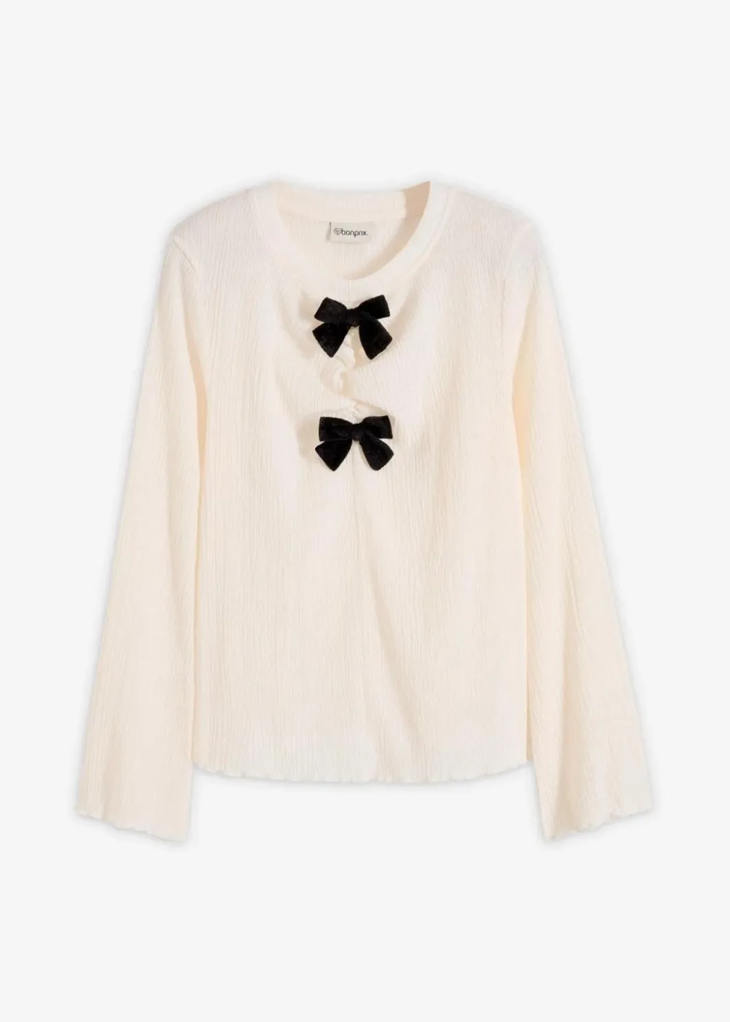 Damen bonprix Shirts & Tops|Langarmshirt aus strukturiertem Crêpe