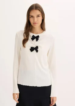 Damen bonprix Shirts & Tops|Langarmshirt aus strukturiertem Crêpe