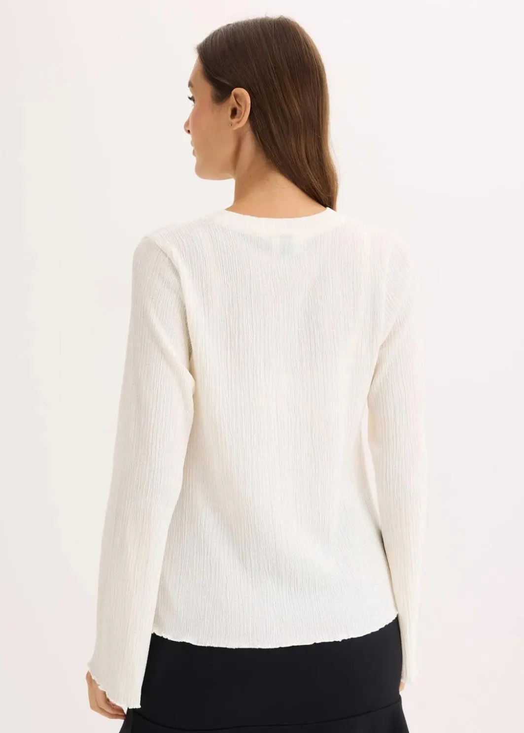 Damen bonprix Shirts & Tops|Langarmshirt aus strukturiertem Crêpe