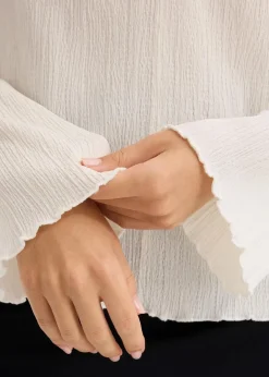 Damen bonprix Shirts & Tops|Langarmshirt aus strukturiertem Crêpe