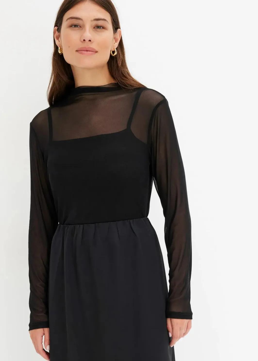 Online Langarmshirt aus transparentem Mesh Damen Shirts & Tops