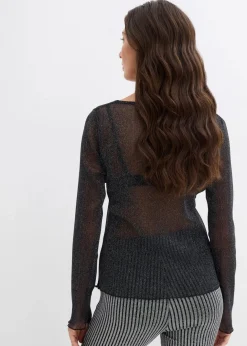 Sale Langarmshirt aus transparentem Mesh Damen Shirts & Tops