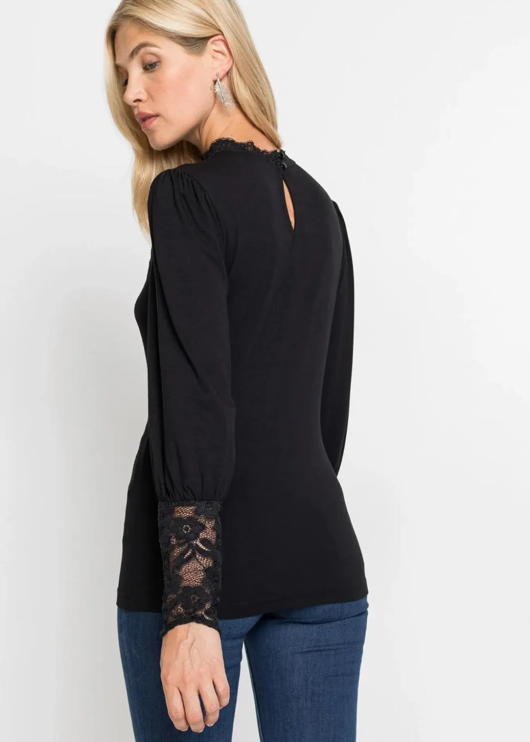 Damen bonprix Shirts & Tops|Langarmshirt aus Viskose-Mix
