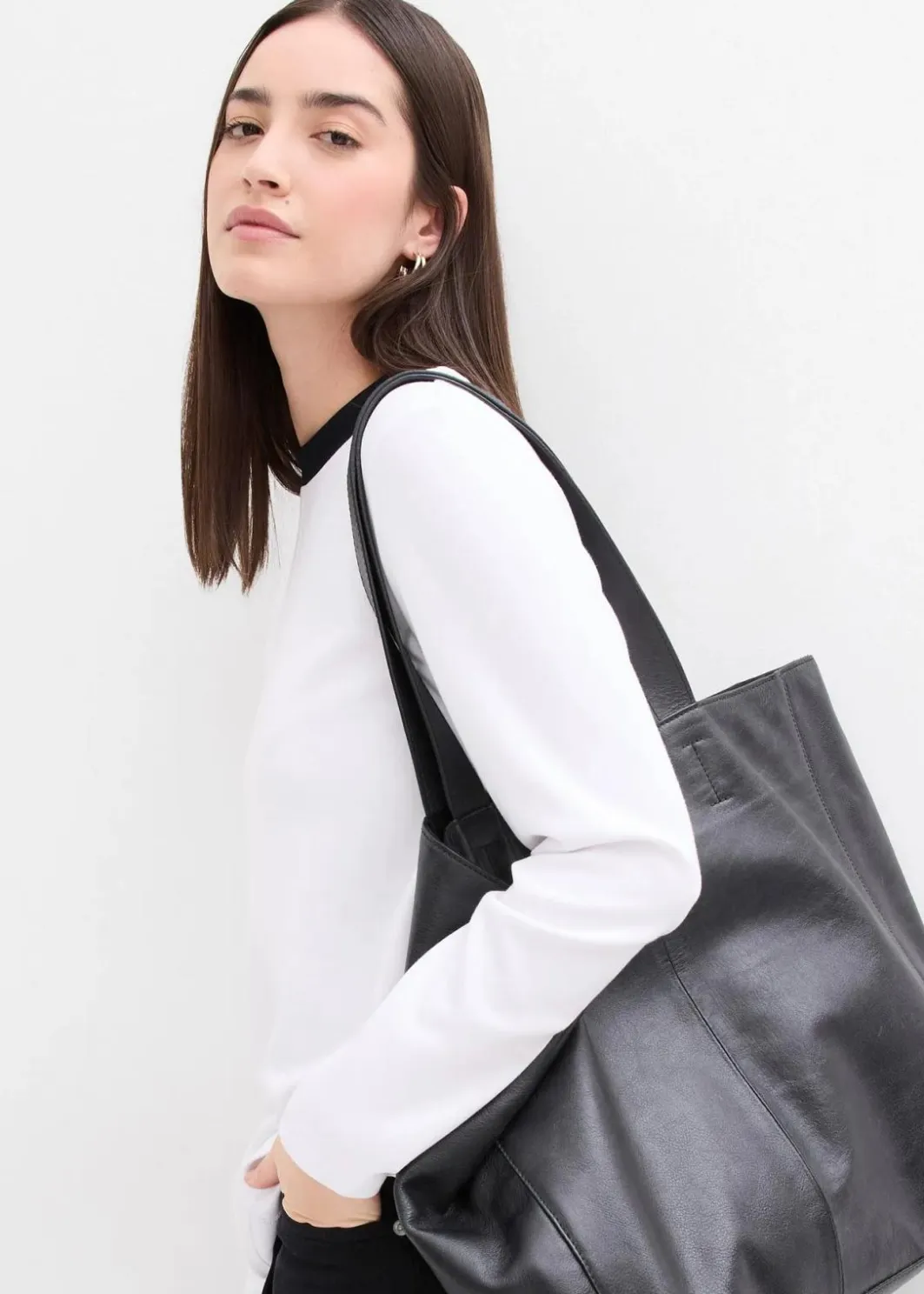 Damen bonprix Shirts & Tops|Langarmshirt aus Viskose-Mix mit abgesetztem Turtleneck