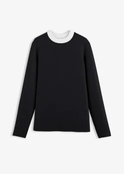 Best Langarmshirt aus Viskose-Mix mit abgesetztem Turtleneck Damen Shirts & Tops