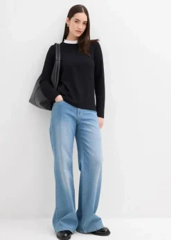Best Langarmshirt aus Viskose-Mix mit abgesetztem Turtleneck Damen Shirts & Tops